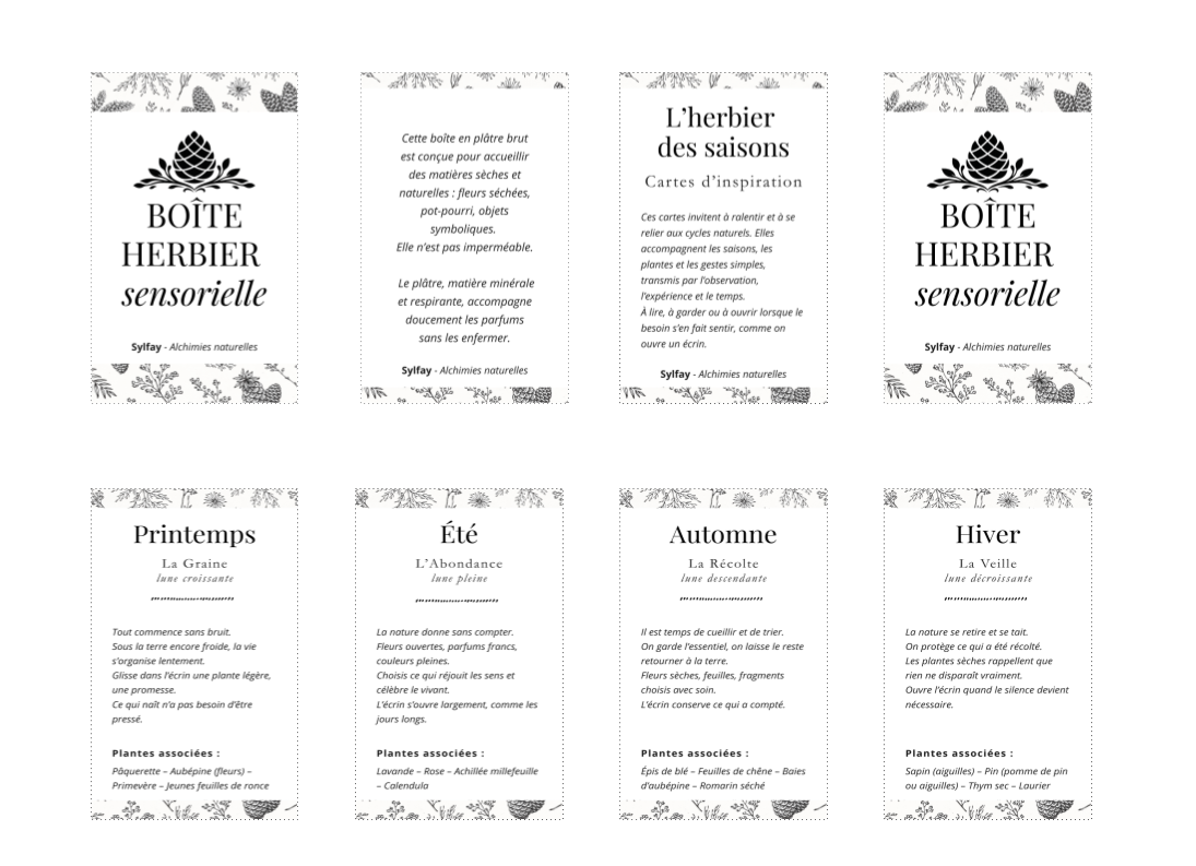 Boîte herbier sensorielle – cartes des saisons